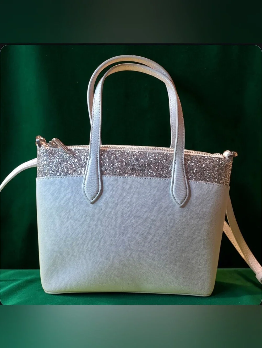 Kate Spade Flash Glitter Mixed Saffiano Satchel With Crossbody Strap Like New